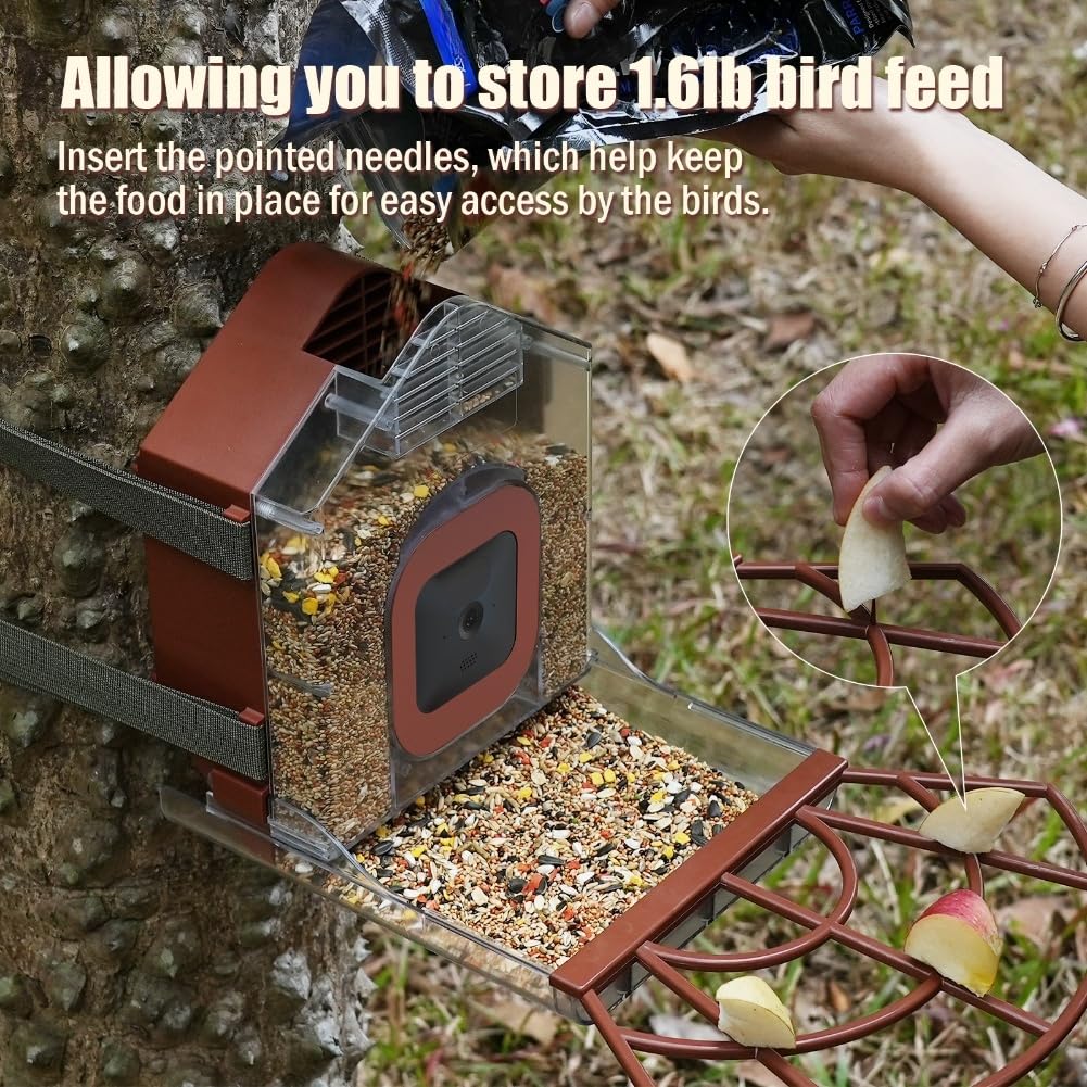 Comedero para pájaros, gran capacidad, lavable, a prueba de ardillas, alimentador al aire libre con carcasa de cámara para jardín, observación de aves y vida silvestre