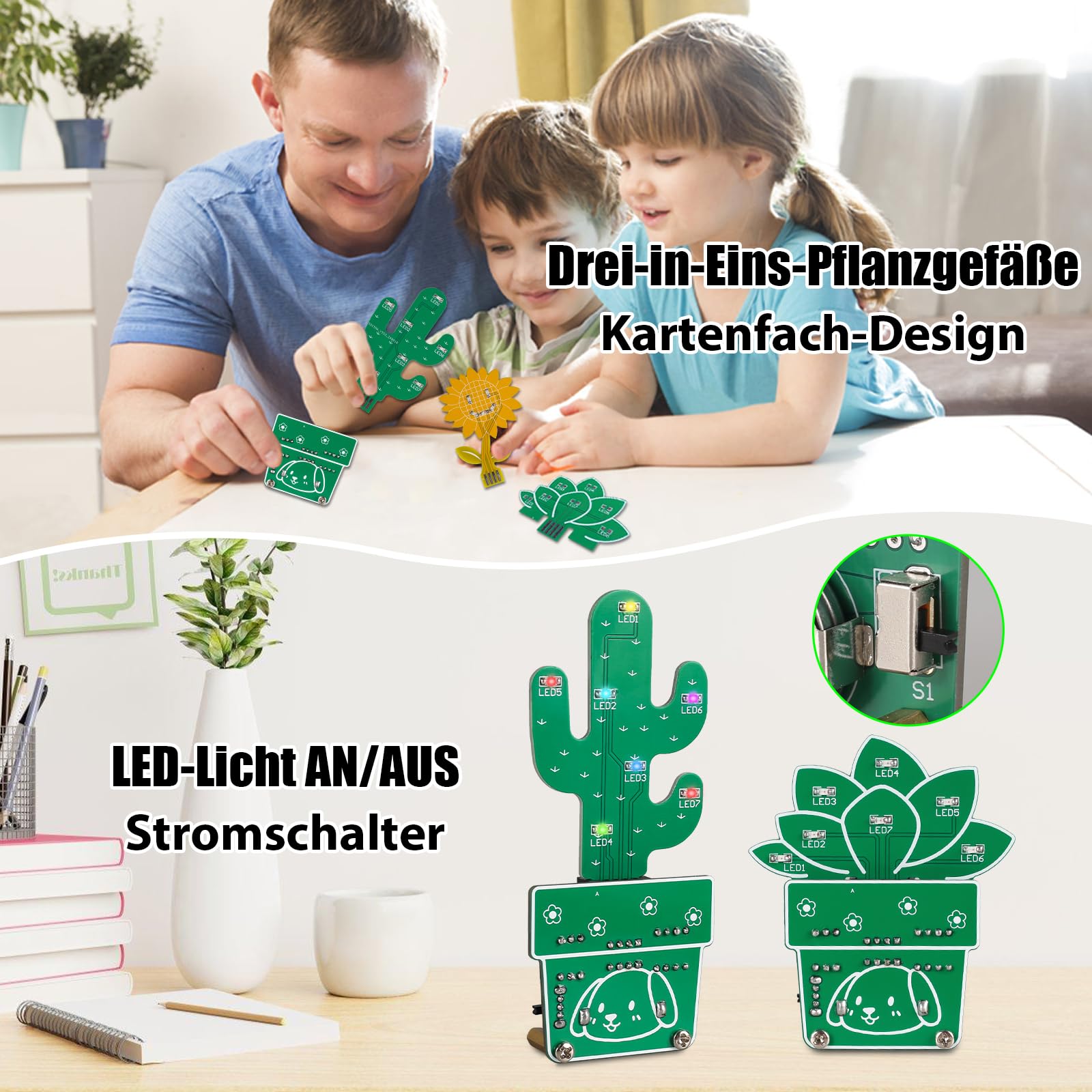 DIY Pflanzenkübel Löt Set, 3D-Lötübungsprojekte, Schreibtischdeko, ideal für STEM-Bildung und Elektroniklernen, Weihnachten Präsent für Familie und Freunde zu Ostern