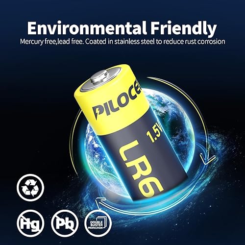 Miniatura 6 de PILOCEL Paquete de 48 pilas AA alcalinas de alto rendimiento, 10 años de vida útil, baterías dobles A con energía de larga duración para