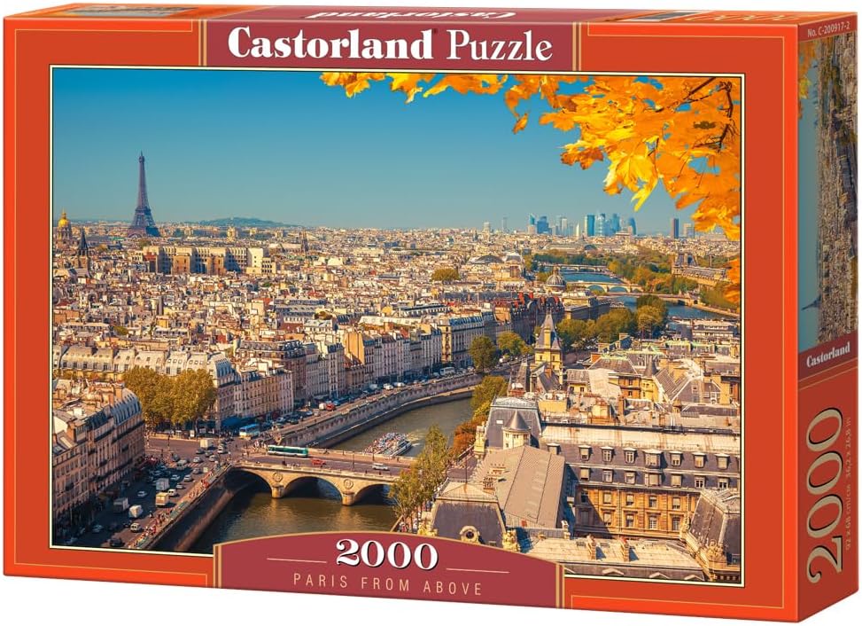 CASTORLAND 2000 Piece Jigsaw Puzzles, Paris from Above, Cityscape, Seine River, France, Adult Puzzle, Castorland C-200917-2
