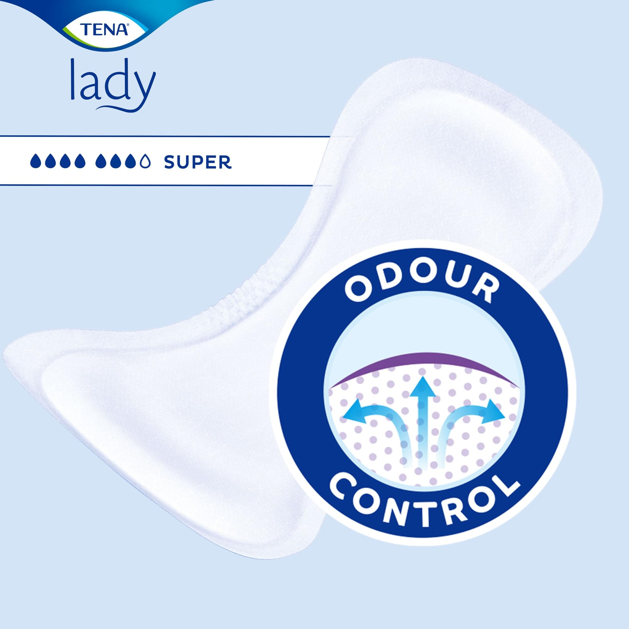 90 almohadillas para incontinencia Tena Lady Super para mujer, 6 paquetes de 15, con debilidad de vejiga media a pesada, almohadilla altamente absorbente para mujeres