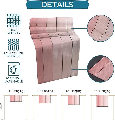 Miniatura 46 de Camino de mesa de algodón y lino estilo granja rústico retro, textura de madera de granero, color degradado marrón y gris, antideslizante,