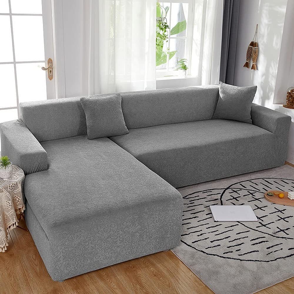 Protector sofa gatos: funda universal jacquard esquinera gris 1 plaza