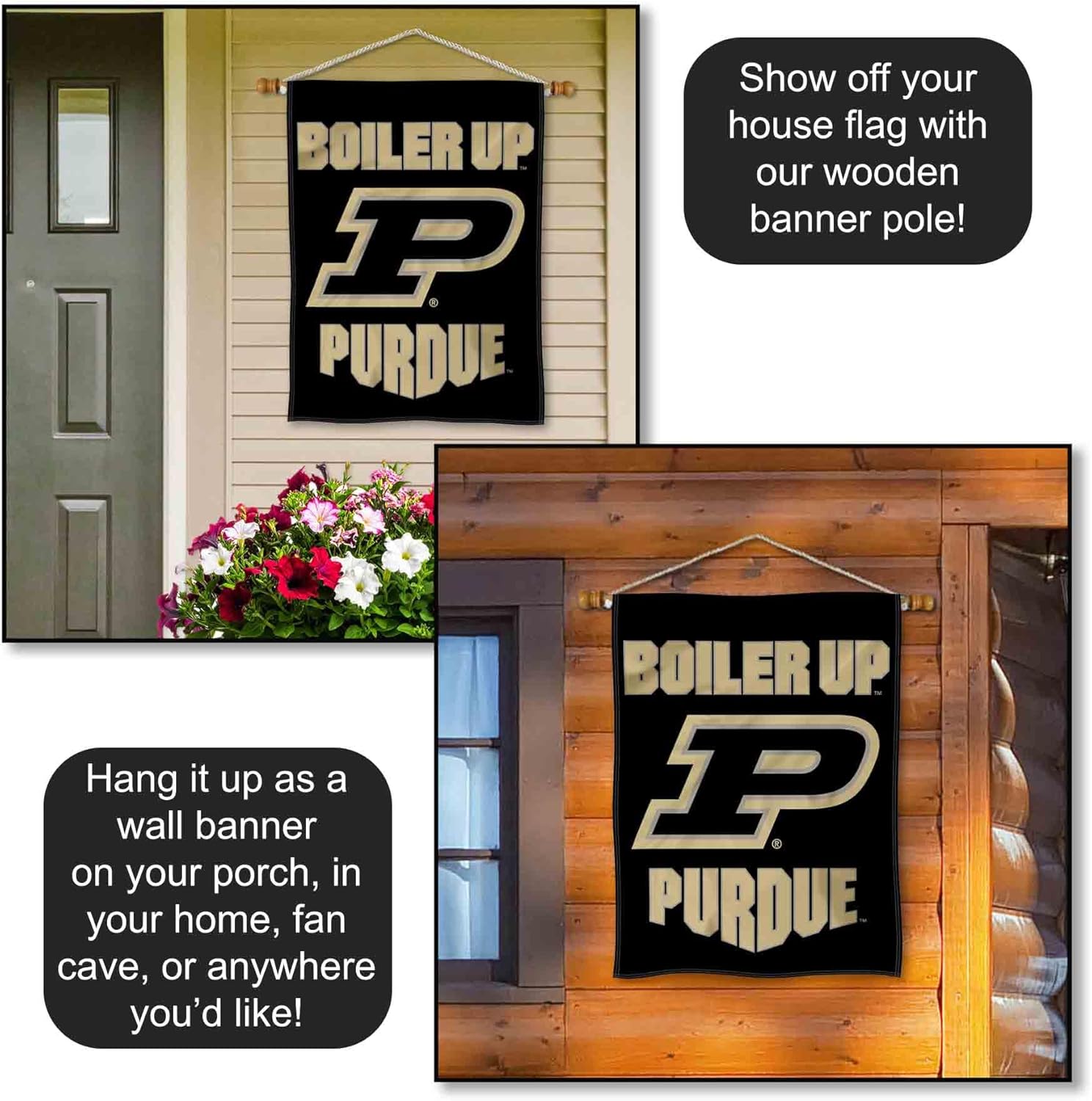 Purdue Boiler Up Double Sided House Flag