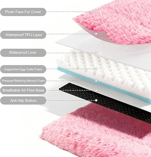 Miniatura 2 de Cama ortopédica para perros medianos, memoria de doble capa y espuma para jaula de huevos, funda de felpa cálida y lavable para invierno, forro