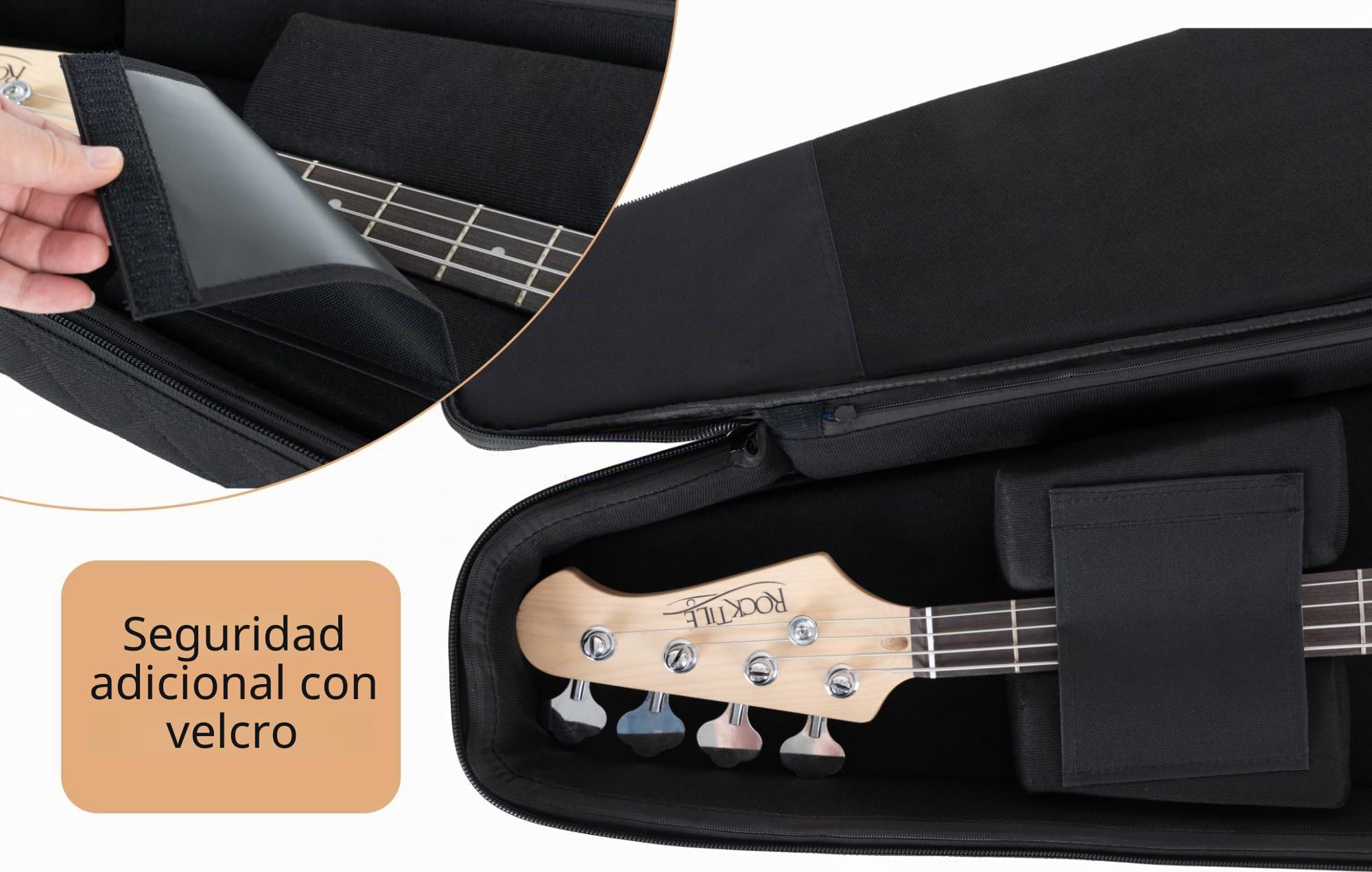 Shaman Funda EBBT-2122BK para Bajo Eléctrico, con Acolchado Grueso, Soporte de mástil Ajustable, Cierre de Contacto, Bolsillos Acolchados, Compartimento para Tablet y arnés Mochila retráctil.