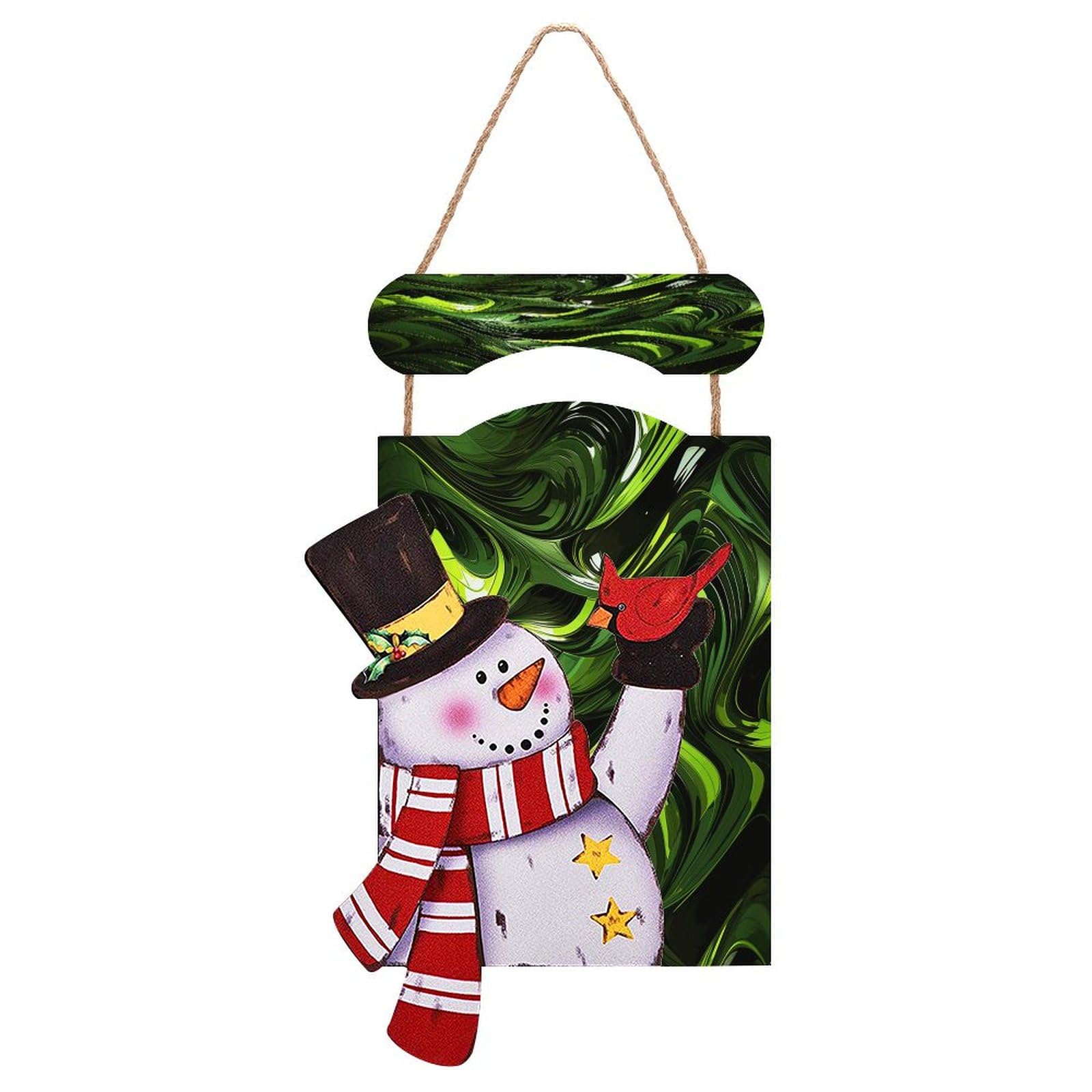 Panneau de Noël en bois au motif serpent vert abstrait pour déco de fête rustique