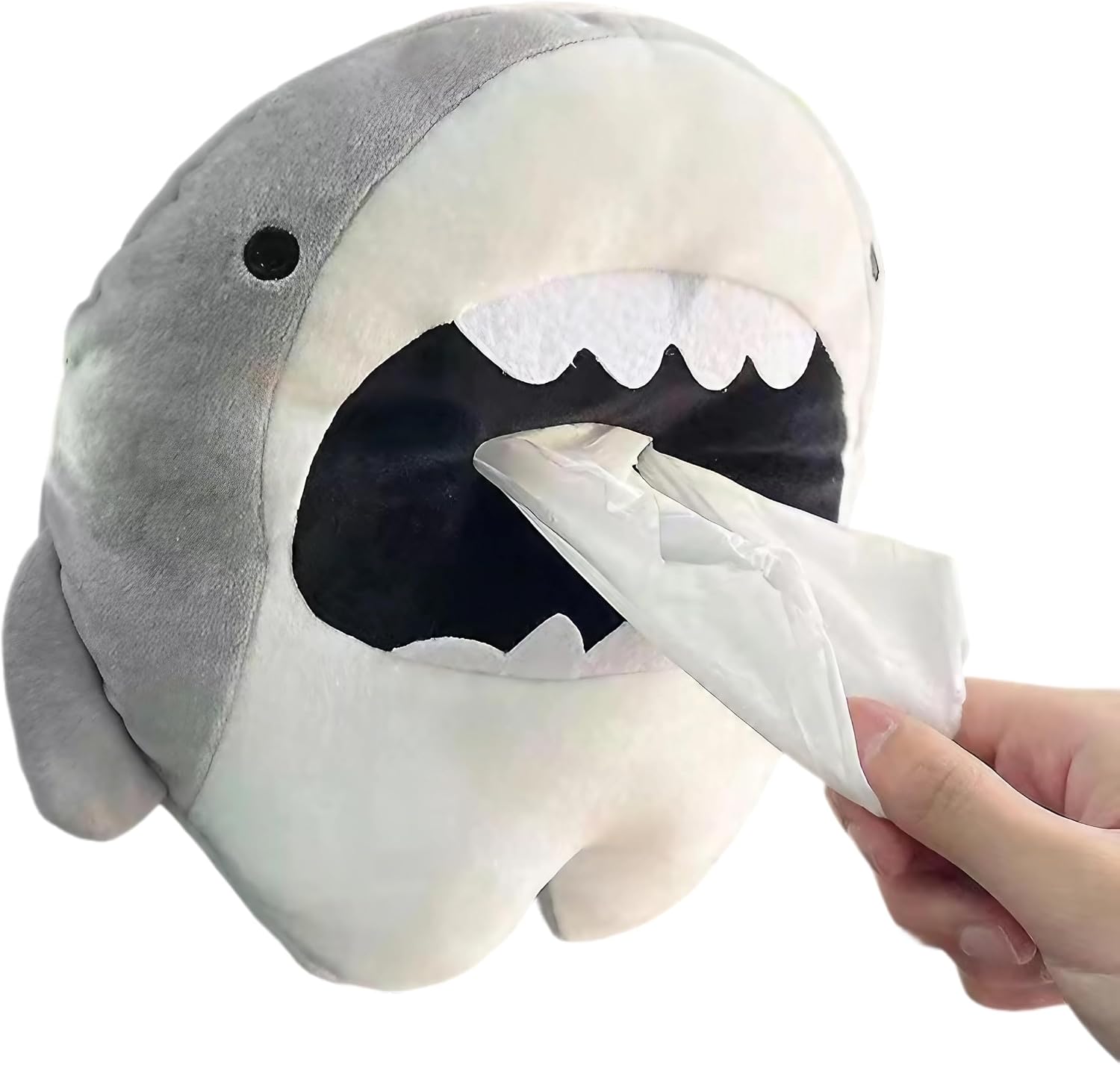 Cute Animal Plush Tissue Box Cover Decorative Fabric Organizer for Car, Bedroom, Living Room, Modern, Funny, Eco-Friendly Soft Cartoon Tissue Holder and Plush Toy (Shark)