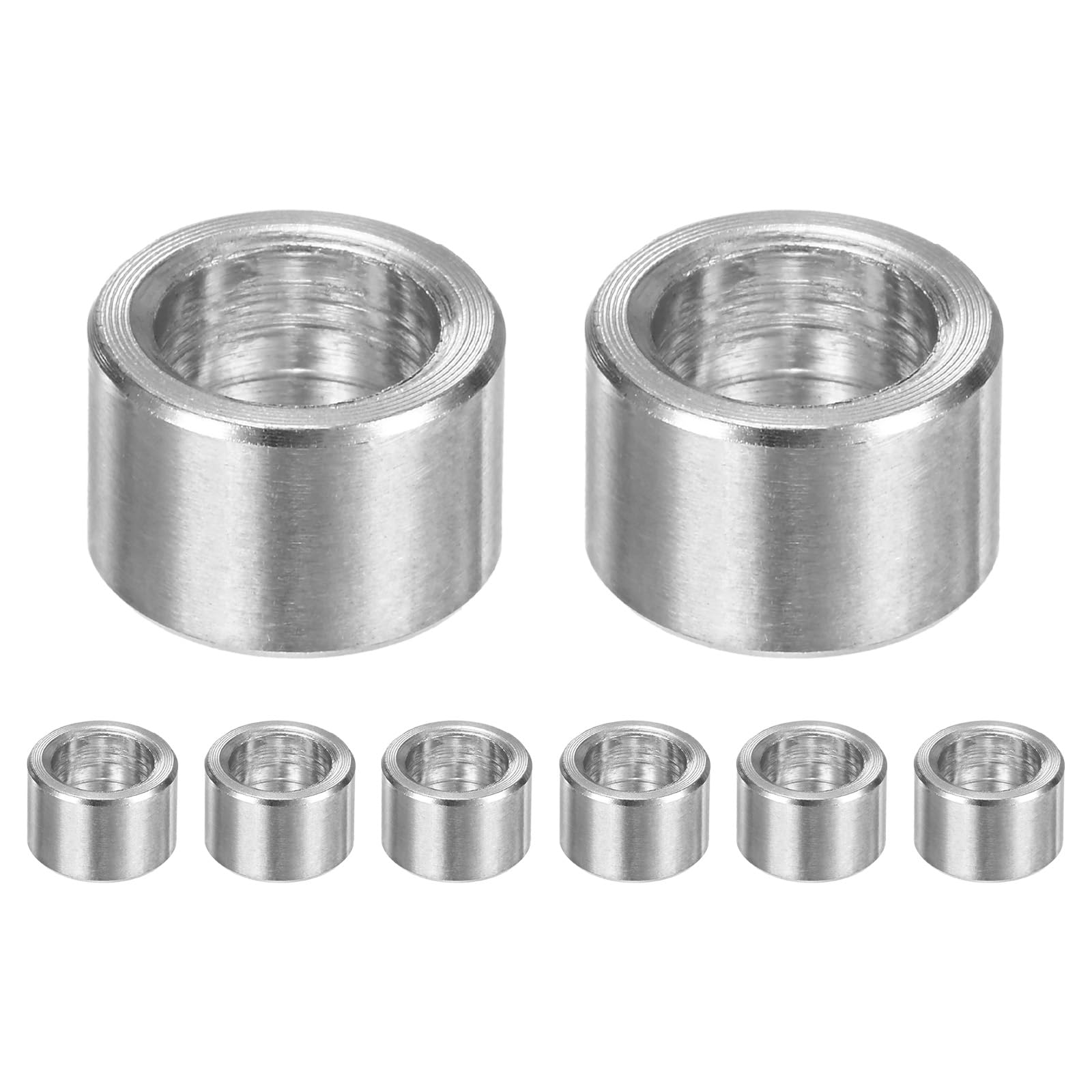 M METERXITY 8PCS M8 304 Stainless Steel Spacers 8mm ID x 12mm OD x 8mm l Metal Screw Standoff Bushing Plain Finish Round Spacer 304 Stainless Steel for Screws Bolts Silver
