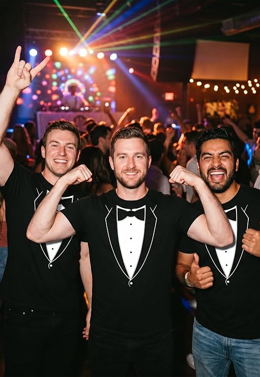 Tstars Suit and Tie Tuxedo Shirt - Mens Printed Tux T-Shirt for Halloween Party, Wedding or Bachelor Event