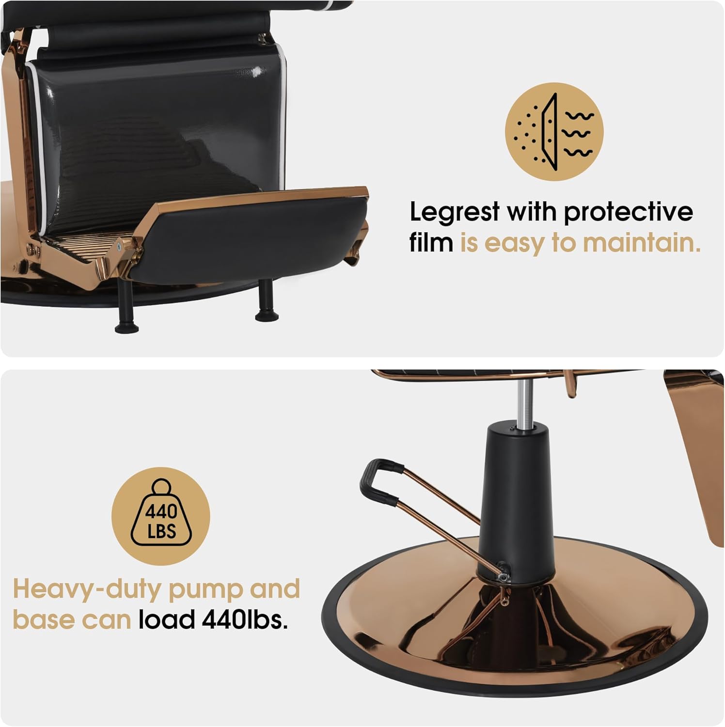 BarberPub Classic Barber Chair, Both Sides Hand Levers for Left-Handed Users, All Purpose Hydraulic Reclining Salon Chair of Hair Stylist, Barbershop, 9274 (Black)