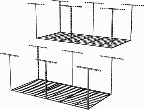 SunsGrove Estante de Almacenamiento Elevado para Garaje 4x8, Estantes de Almacenamiento Ajustables Montados en el Techo, Capacidad de Peso de 800