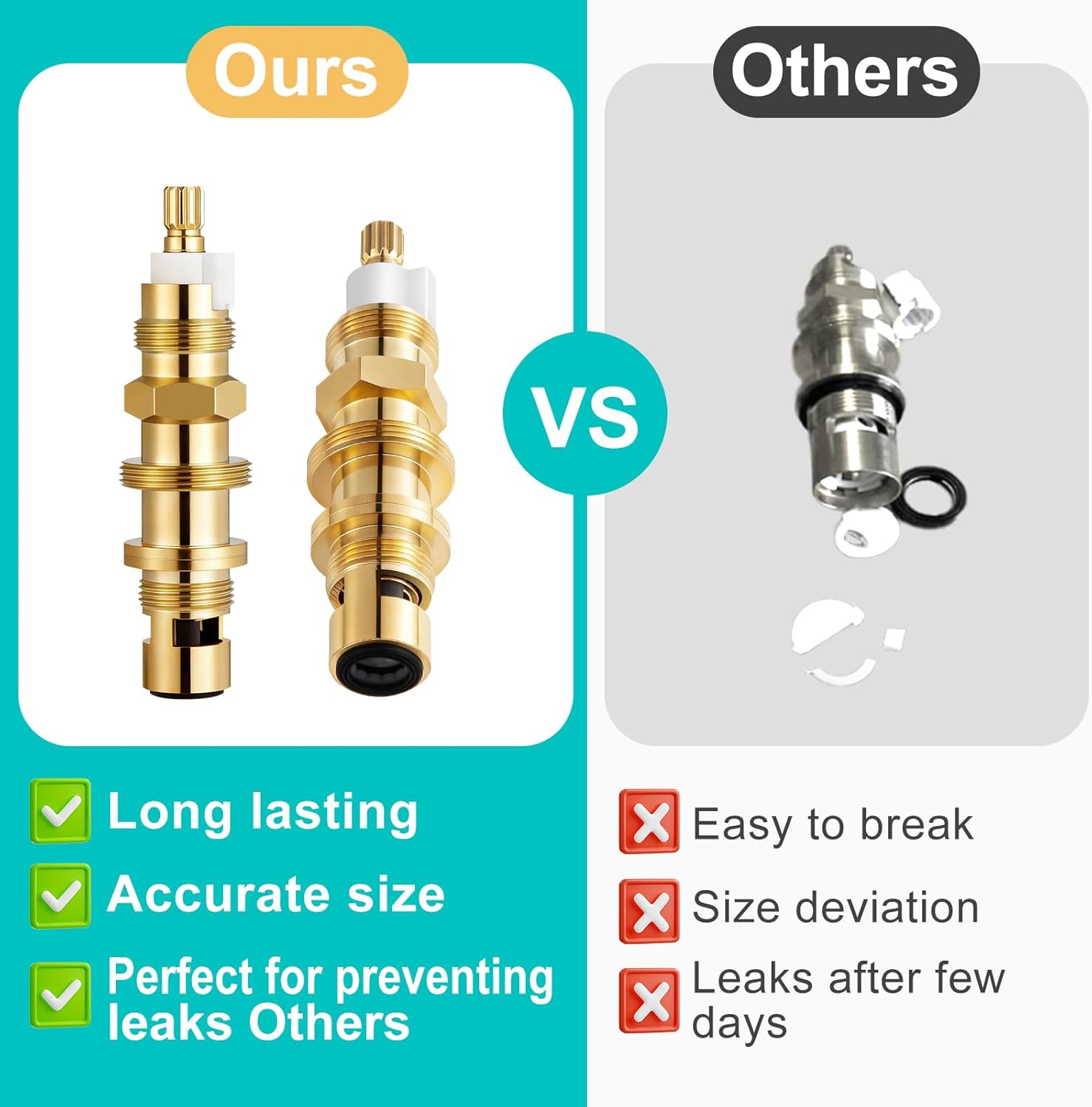 2 Pack 910-030 Shower Cartridge Replacement, Compatible with Price Pfister Shower Valve, Ceramic Disc Valve Cartridge for Bathroom Shower Faucet, Brass Construction