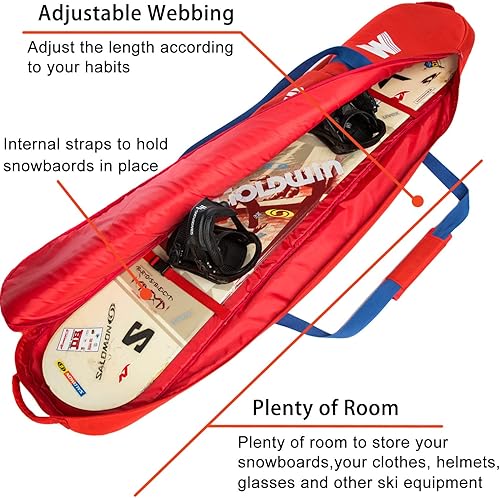 Miniatura 8 de Combo de bolsa acolchada para snowboard y botas, almacenamiento de transporte de snowboard hasta 65.0 in y botas hasta talla 13, bolsas de viaje