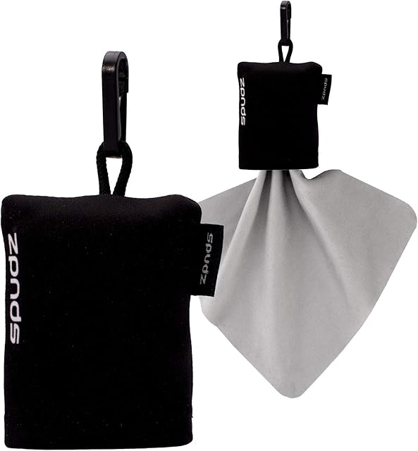 Spudz SPBK20 10x10 Micro Fibre Lens Cloth In Pouch -Black