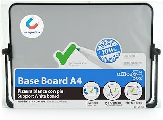 Office Box Doppelseitiges Whiteboard, extra weiß, magnetisch, mit verstellbarem Fuß aus Aluminium und Rahmen, aus solidem MDF, ideal für Zuhause und Büro, inklusive magnetischem Radiergummi (A4 (29,7