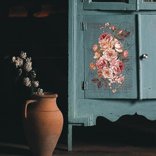 Vista 11 de GLOBLELAND 3 hojas de transferencia de flores vintage para muebles, 6 x 12 pulgadas, libro y hongos frotados en transferencia, autoadhesivos, arte
