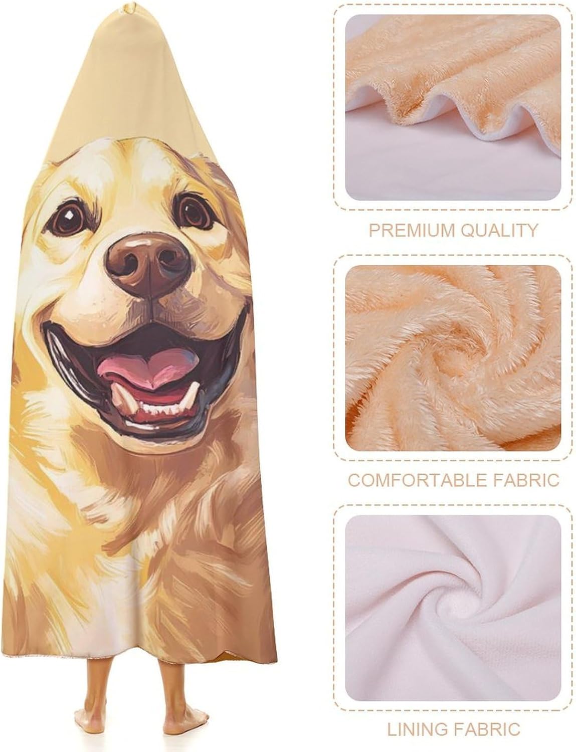 Labrador Dog Fitness Fashion Wearable Blanket Hoodie Fleece Throw Cloak Robe Unisex