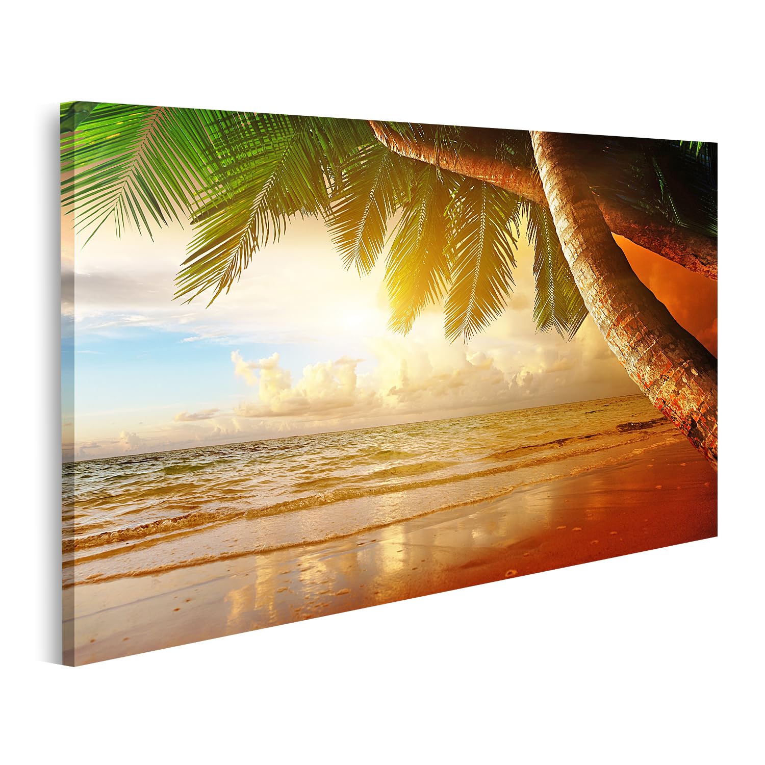 Tableau sur Toile Caraïbes Décoration Murale Plage et Lever du Soleil