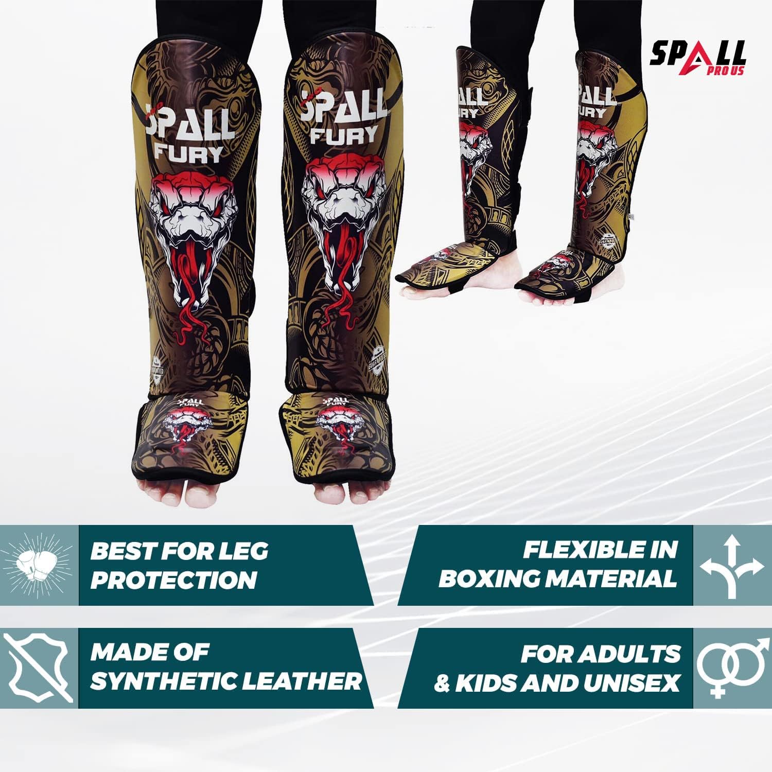 MMA Shin Instep Pad Kick Thai Pad Kick Boxing Guard Protector Leg Foot Guard(Gold Black, Small/Medium)