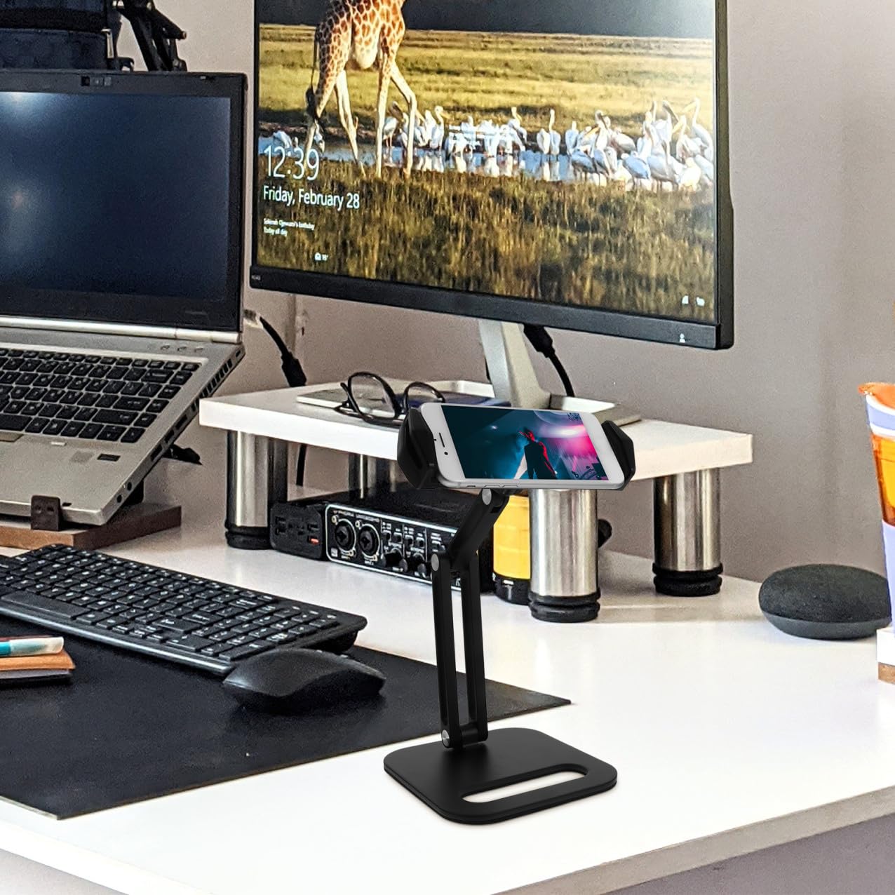 VILLCASE Soporte Ajustable para Móvil y Tablet con Diseño Antideslizante Estable Soporte De Escritorio Plegable para Transmisiones y Visualización Cómoda