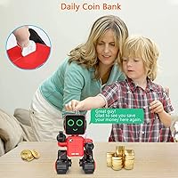 Vista 3 de HBUDS Robots para niños, control remoto robot juguete inteligente interactivo robot luz LED habla, bailes incorporado, banco de monedas programable