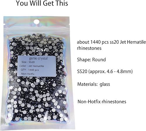 Vista 112 de Genie Crystal ss34 Red Glass Rhinestones 288 Pcs, 7.0 mm Big Light Siam Flatback Rhinestone, Diamond Cut Gems for Crafts, Face Mask, Makeup