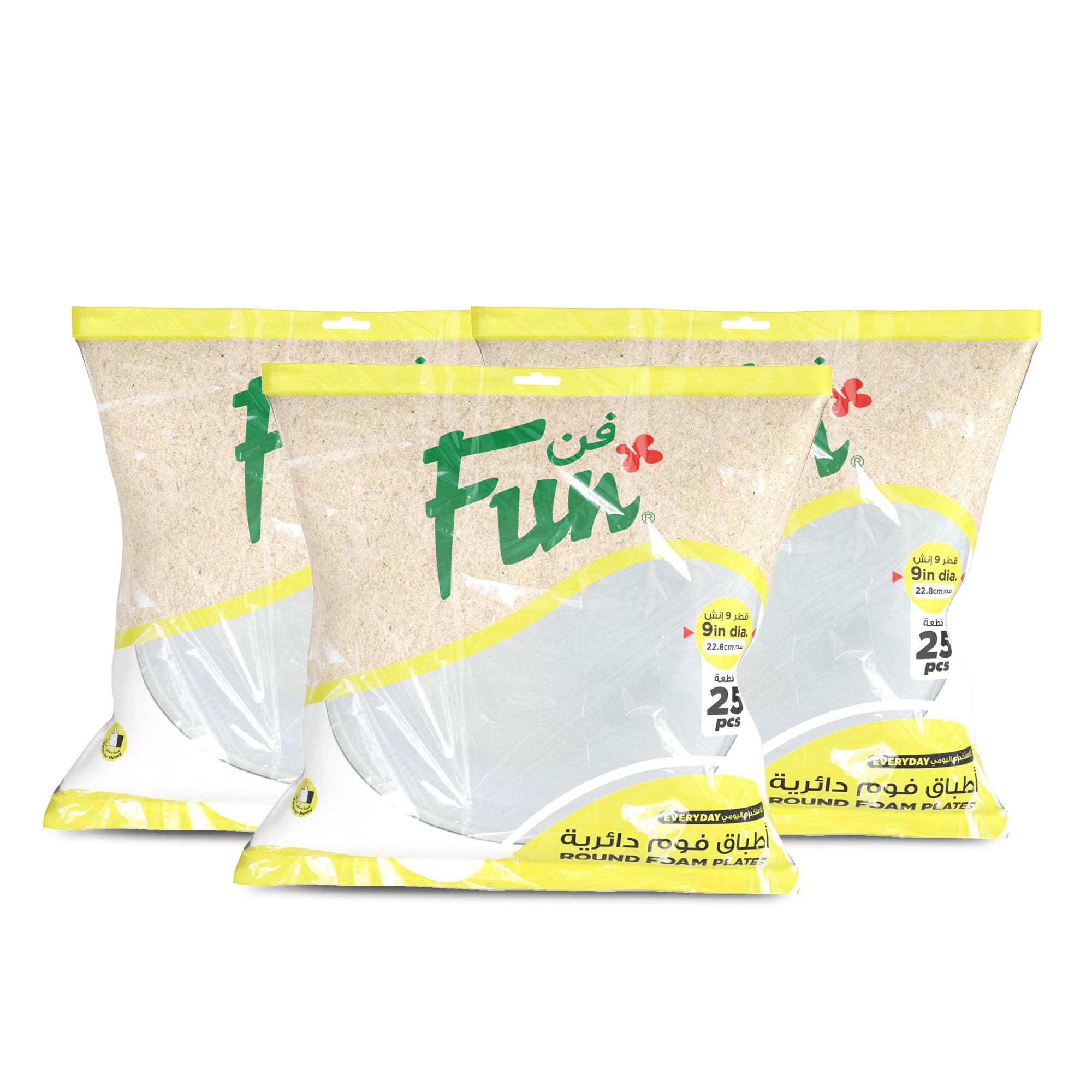 FUN BY AL BAYADER فن Promopack Disposable Thermocol Foam Plate 9 Inch (Pack of 25 X 3)