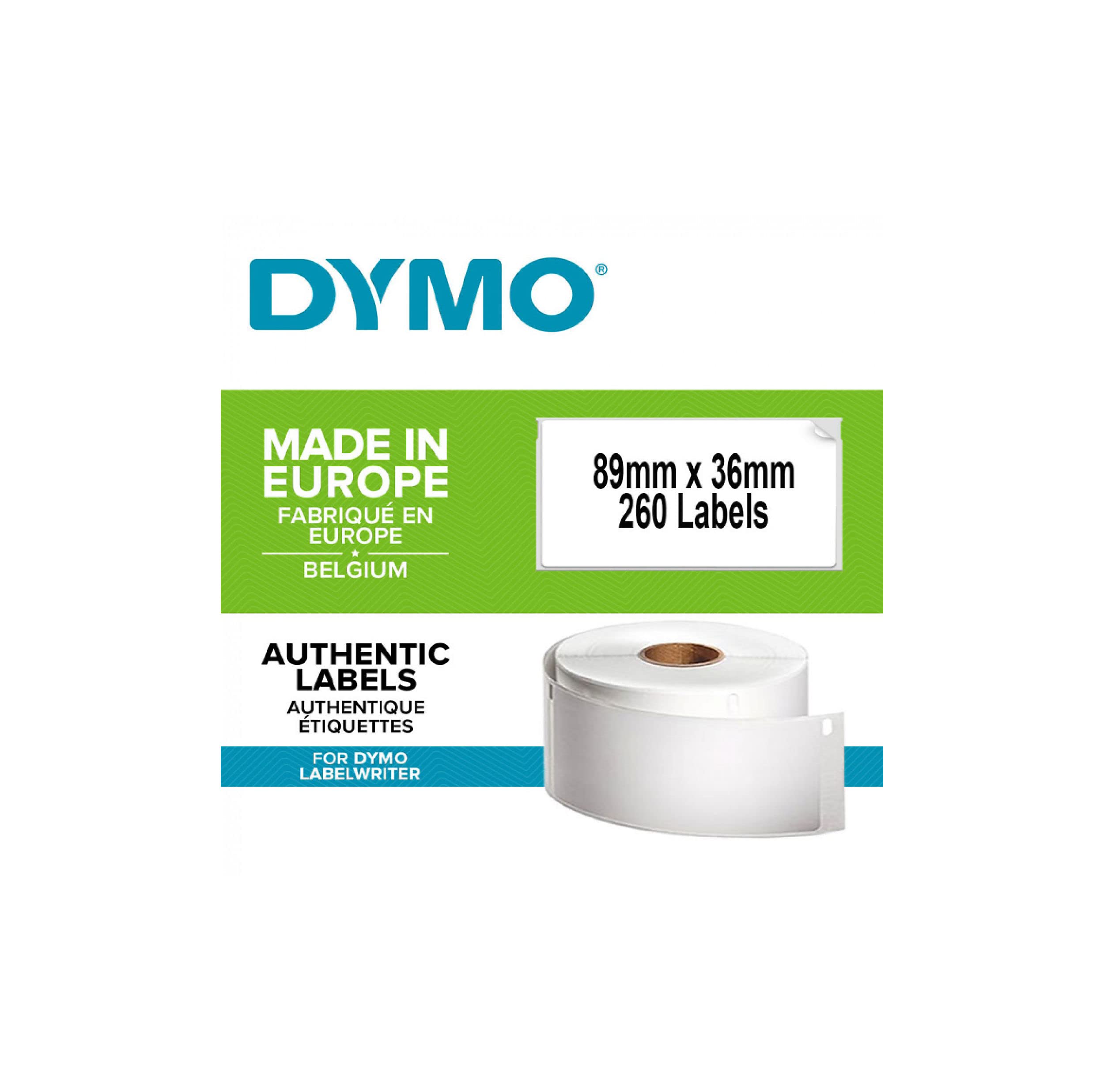 DYMO Authentic LabelWriter Large Address Labels | 36 mm x 89 mm | Roll of 260 | Black Print on White | for LabelWriter Label Makers