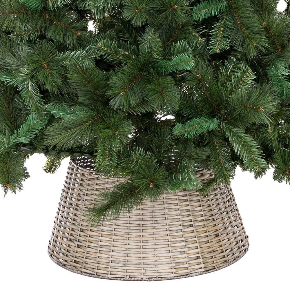 LOLAhome Cubre pie para árbol de Navidad Desmontable de Mimbre Natural