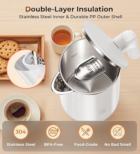 Miniatura 2 de Hervidor eléctrico de 1.0L 1200W, 7 ajustes de temperatura, mantener caliente 4H, hervidor de té eléctrico de acero inoxidable de ebullición rápida,