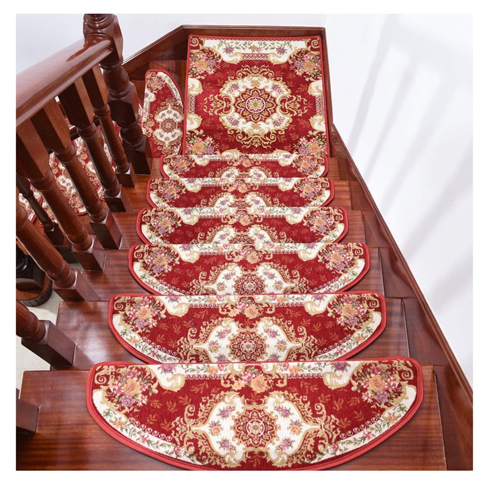 Almohadillas para escaleras Alfombra para escalones 5 Piezas Escalera en Espiral Alfombra para escalones Alfombra para escaleras, Patrón Europeo Almohadilla para escalones Antideslizante Alf