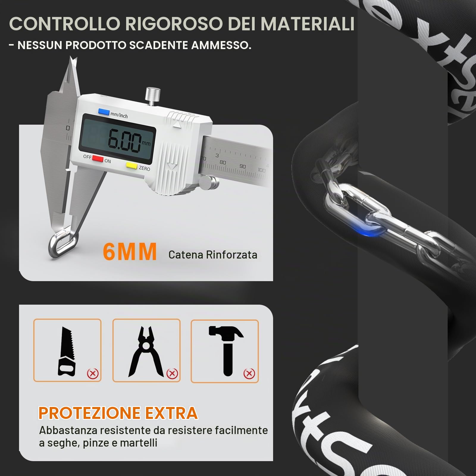 Lucchetto Monopattino Elettrico, Lucchetto per Bici con Borsa | Chiusura Senza Chiave, 90cm Antifurto a Manette con Chiave – Catena Spessa ad Alta Sicurezza per Bicicletta, Scooter