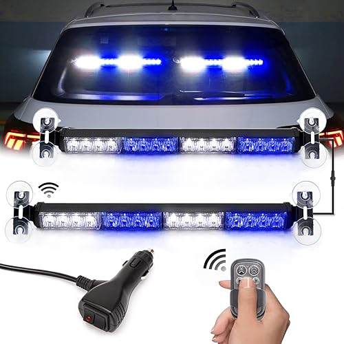 BooYu Visera estroboscópica de emergencia LED 2 en 1, barra de luces intermitentes de advertencia de seguridad con control remoto inalámbrico, luz