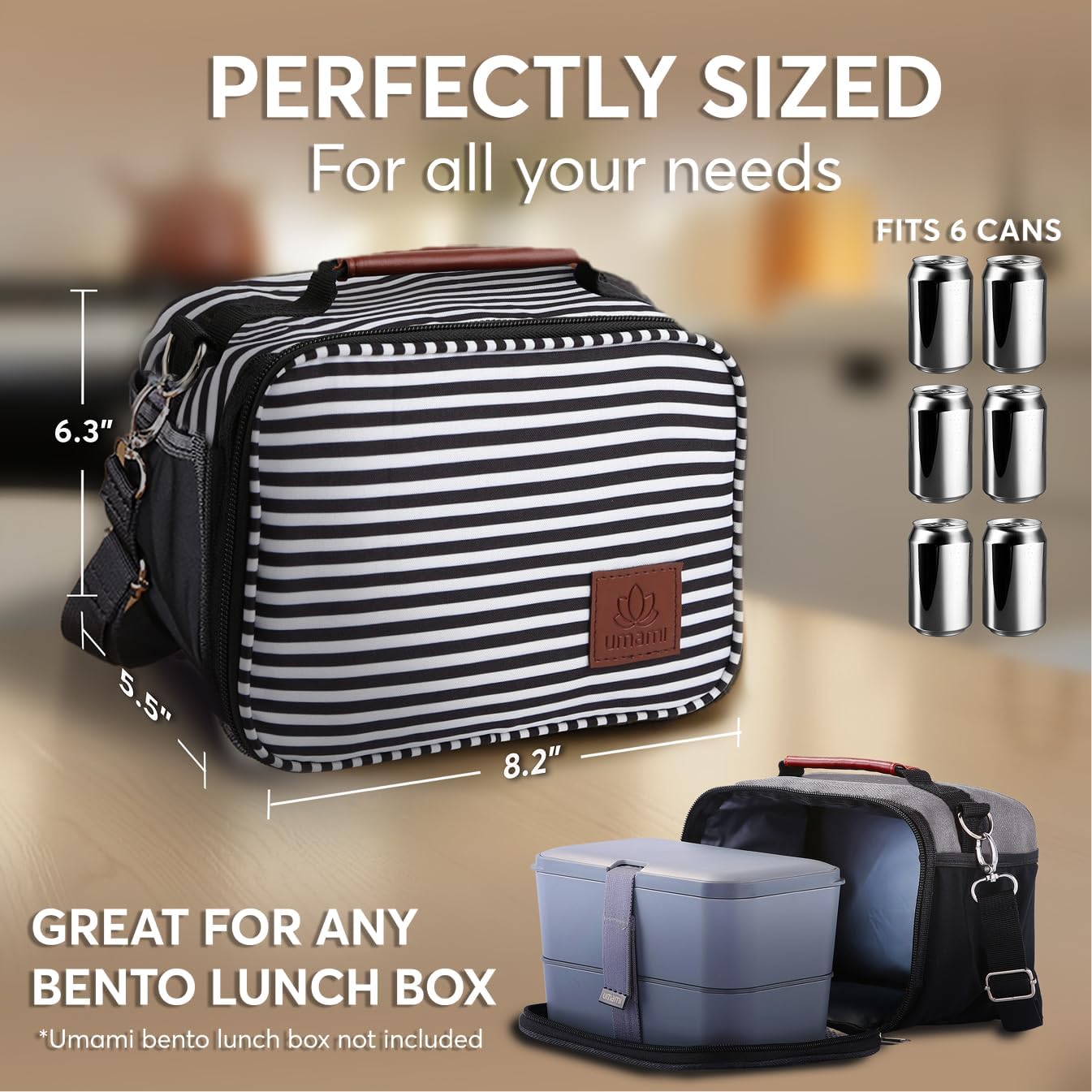 Umami Adult Lunch Box for Women/Men, Small Insulated Bag, Perfect Capacity, Reusable & Easy to Clean Office Lunch Bag for Women/Men, Practical Cooler Tote, Marine - Image 4