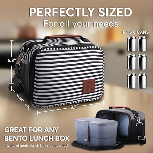Miniatura 4 de Umami Lonchera térmica para mujeres y hombres con bolsillo para botella de agua con correa de hombro ajustable, tamaño perfecto, ideal para el