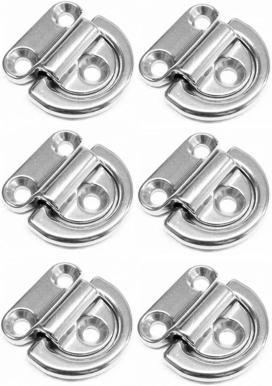 Six Marine Grade Stainless Steel Folding Pad Eye 1/4"