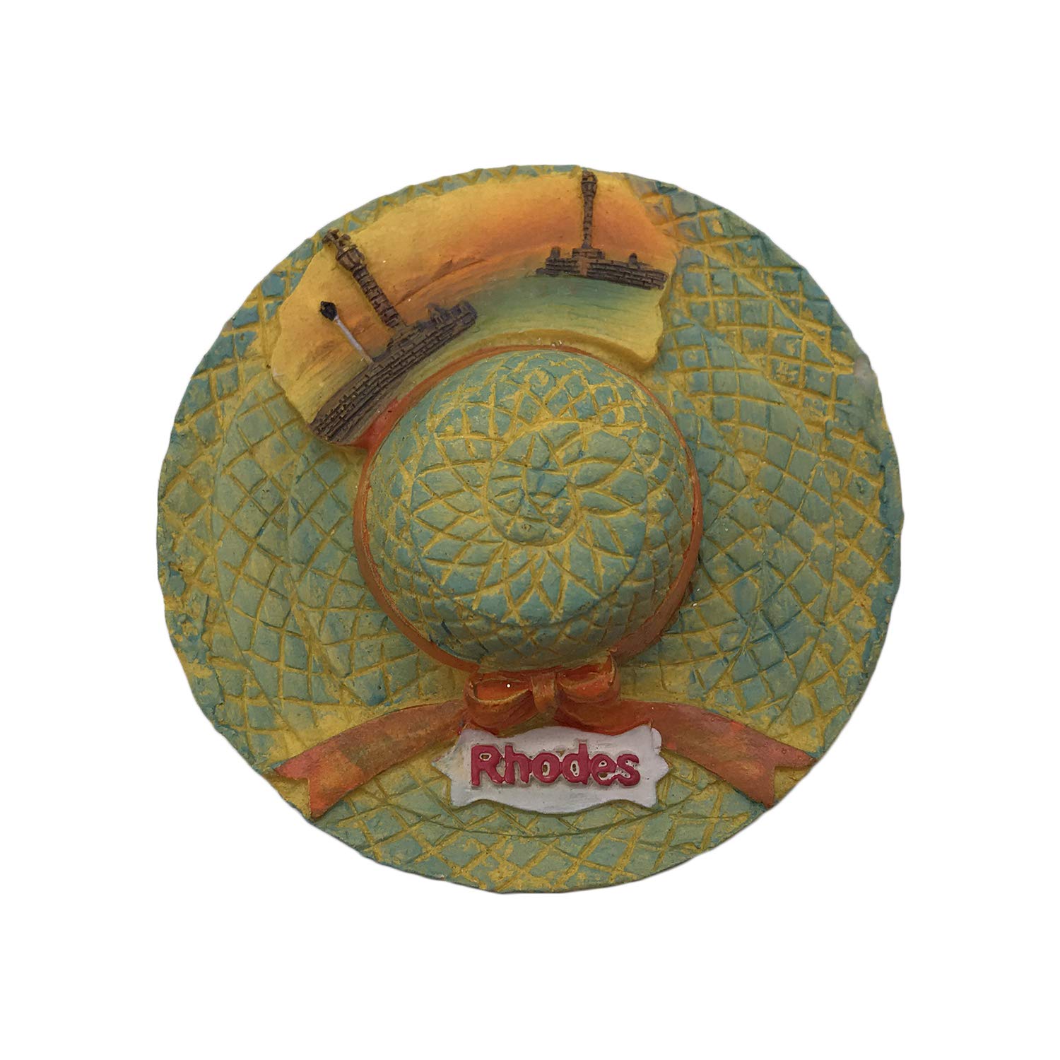 Wedarego Rhodes Greece Hat-Shaped Rhodes Greece 3D Hat-Shaped Refrigerator Magnet Tourist Souvenirs Resin Magnetic Stickers Fridge Magnet Home & Kitchen Decoration From China
