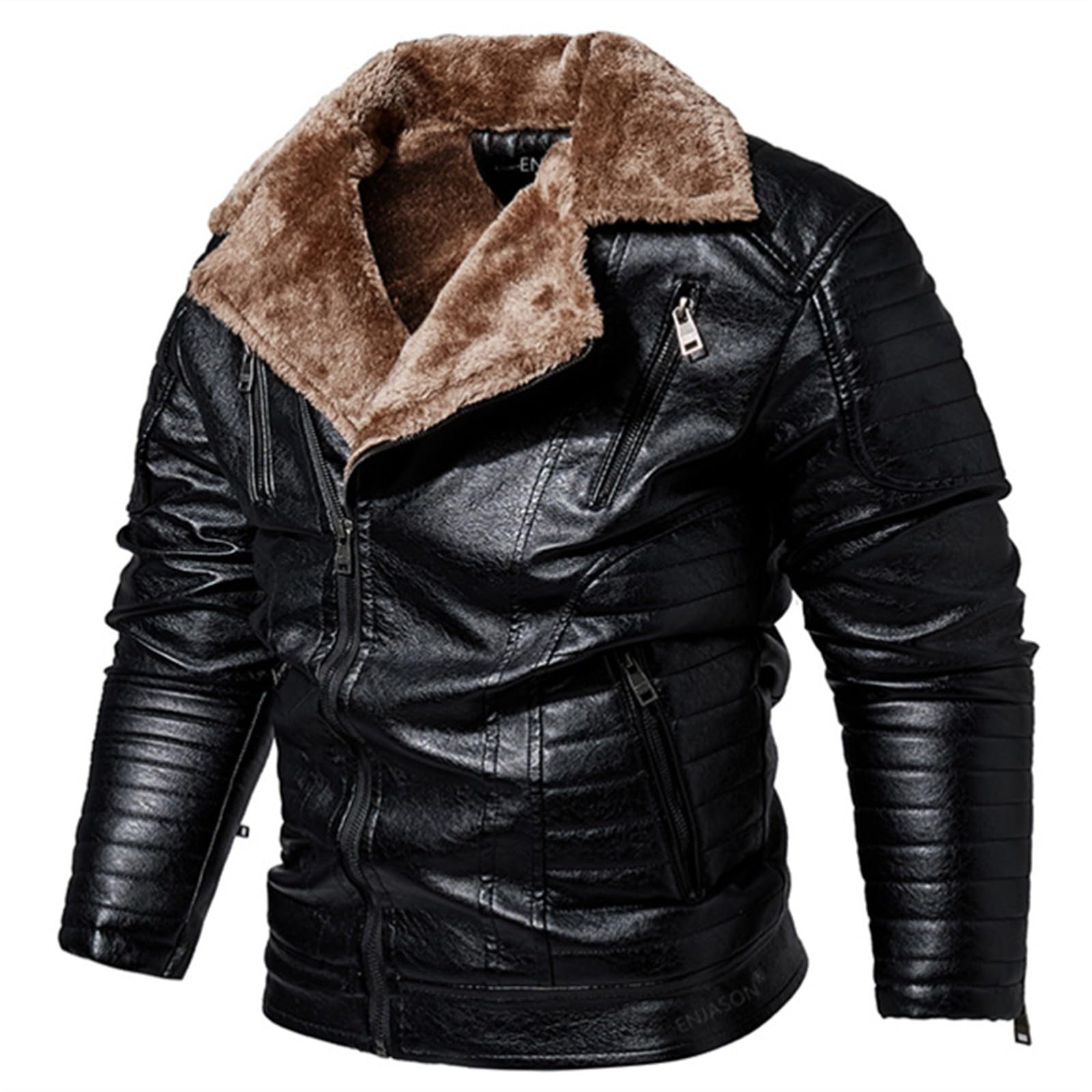 Lederjacke Herren, Winterjacke Herren, Jacke Mantel Parka Herren, Comfort Fit Warm GefüTtert Wintermantel Mit Taschen Men'S Coats Arbeitsjacke Steppjacke Heizjacke Winter Outdoor Jacken MäNner
