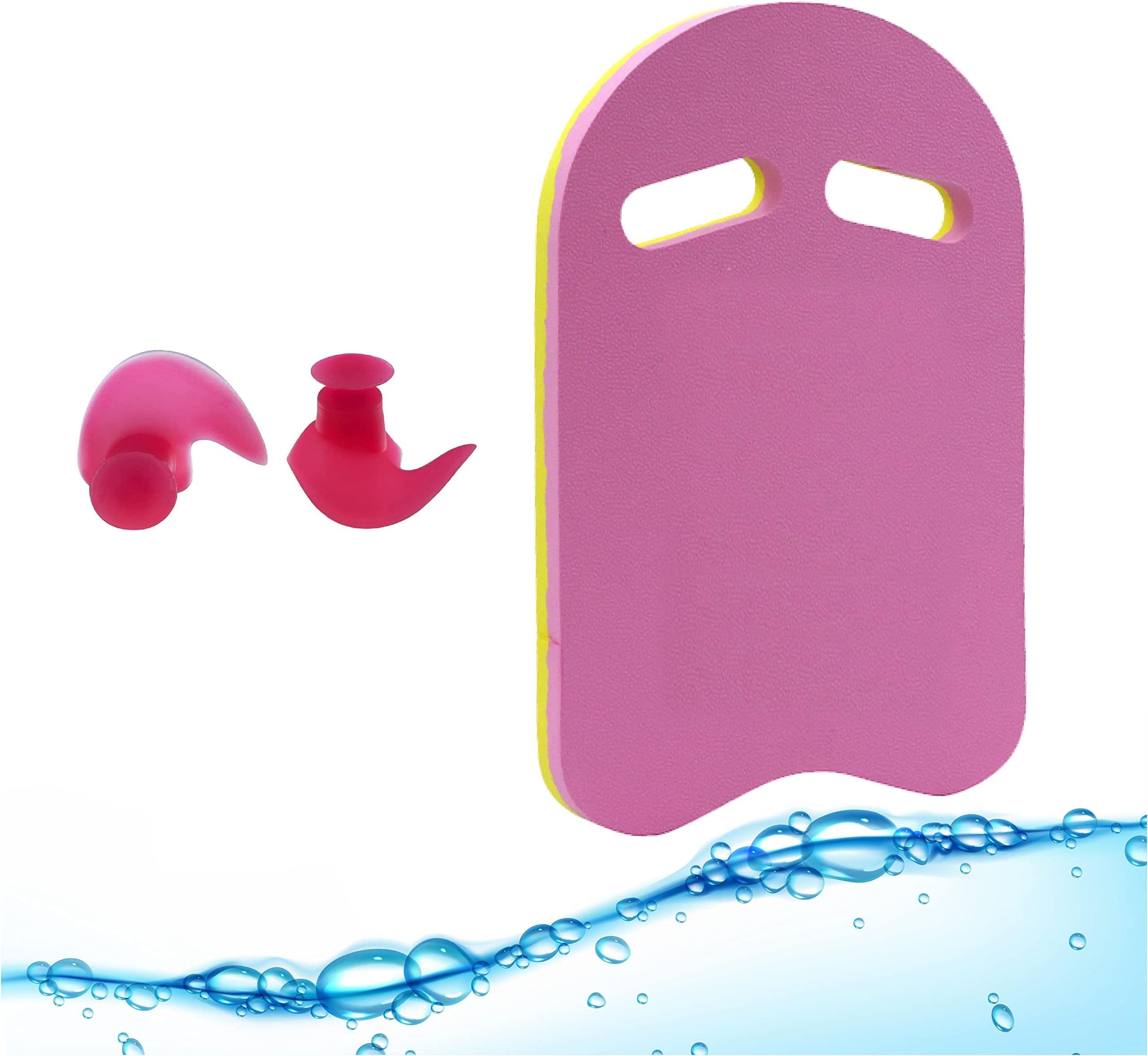 Swimming Board Float Board - Swim Training Tool for Kids & Adults - Pool Accessories EVA Foam Kick Board with Waterproof, Reusable, Silicone Ear plugs