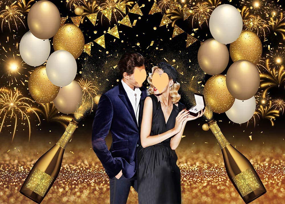 Fotohintergrund Mit Schwarzen & Goldenen Luftballons – 2,1 X 1,5 M, Für Partys, Abschlussfeiern, Silvester