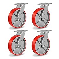 Vista 28 de Ruedas giratorias resistentes de 6 pulgadas, ruedas industriales de poliuretano, juego de 4 con capacidad de carga de 4800 libras