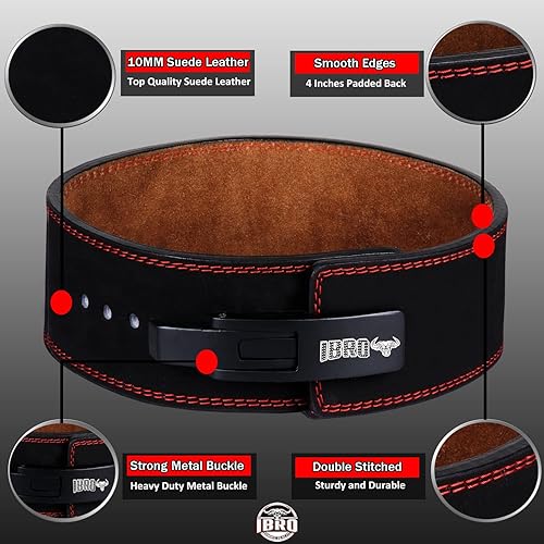 Miniatura 2 de IBRO Cinturón de palanca para levantamiento de pesas Cinturón de 8 mm, 10 mm o 13 mm de potencia extrema y resistencia en cuero genuino - Para
