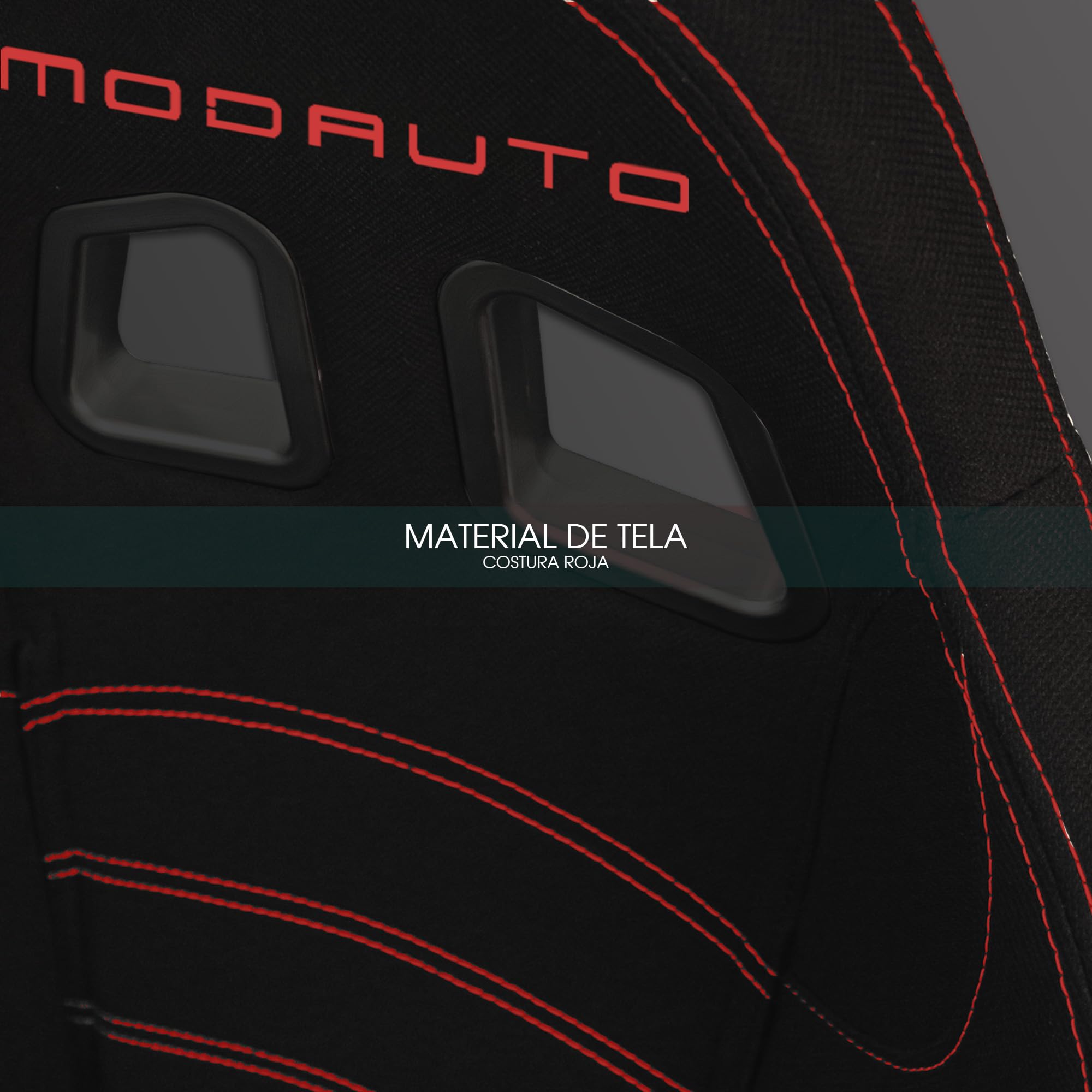 MODAUTO Asiento Deportivo Coche,Semibaquet Ajustable,de Tela,Adaptable para Coches,Ríeles incluidos,Conductor y Pasajero, para Coche y Simulador de Conducción,Modelo M-N190L,Negro Logo