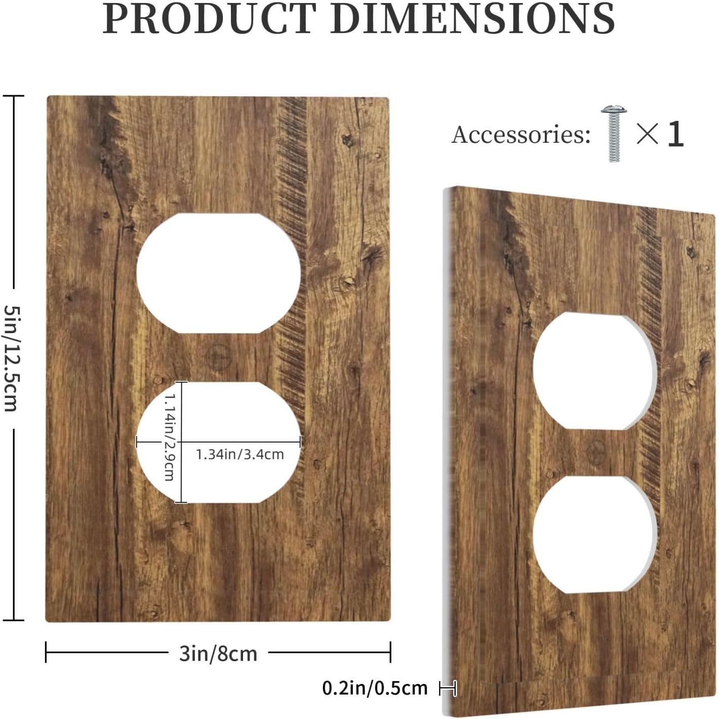 Rustic Brown Wood Distressed Wood Print Outlet Covers 1 Gang Duplex Light Switch Cover Decorative Switch Plates Electrical Receptacle Faceplate Wall Plate for Farmhouse Home Decor