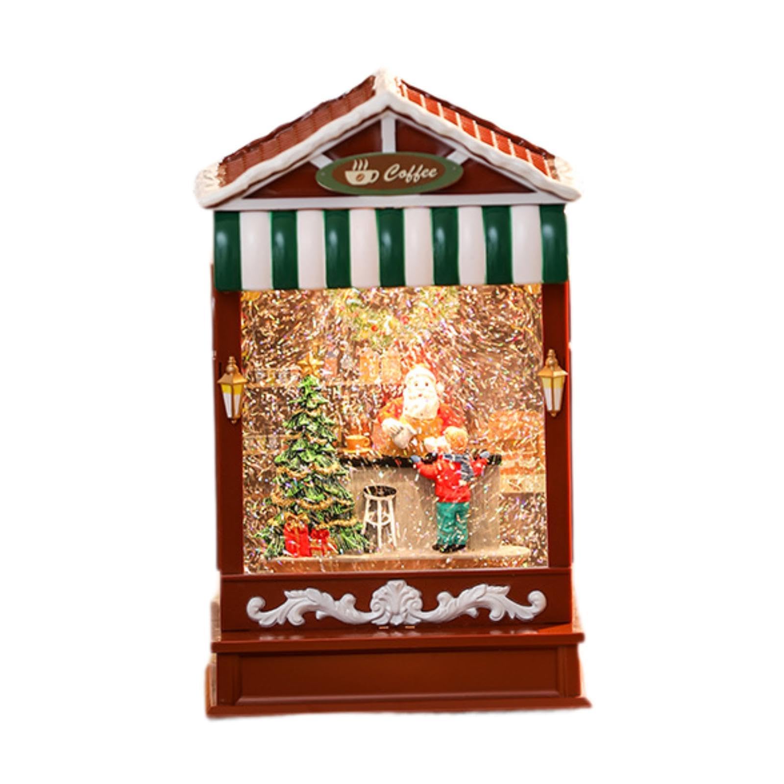 Adorno navideño con luz y caja musical para decoración festiva de interiores