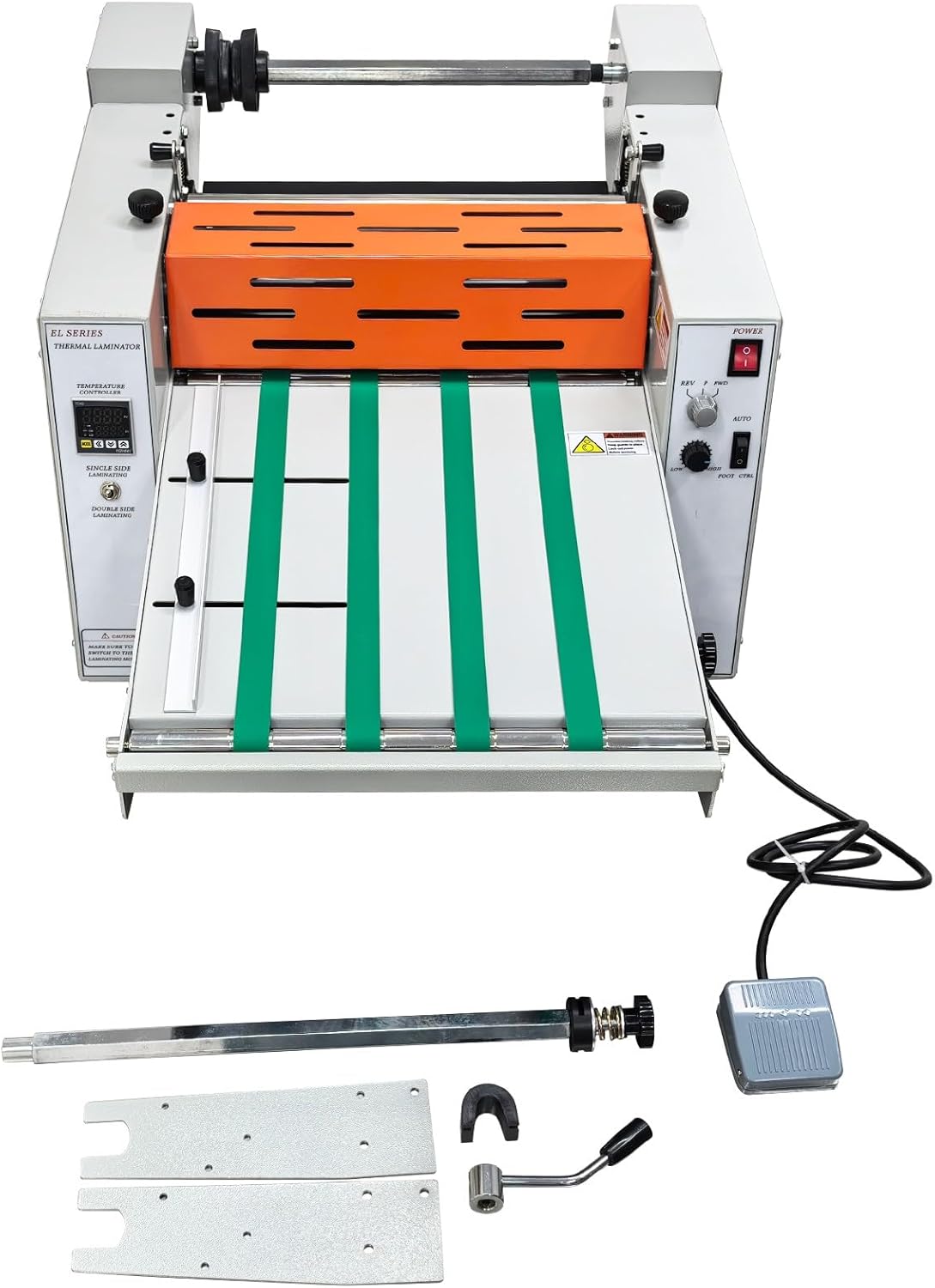 350mm/13.78in Electric Thermal Laminator with Steel Roller and Metal Structure, Commercial Hot/Cold Laminating Machine Paper Poster Single and Double Sided Lamination with Conveyor Belt