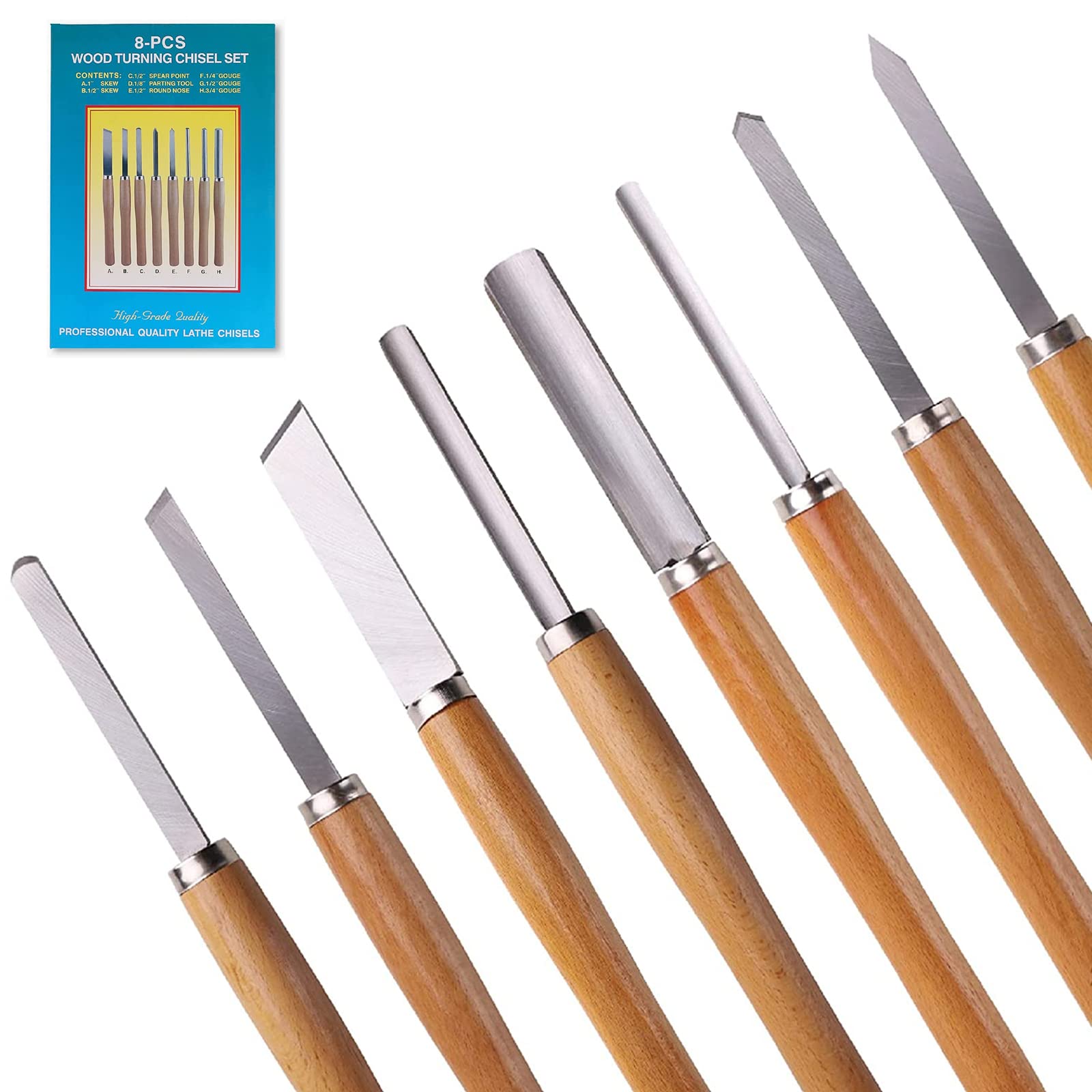 Juego De Cinceles De Torno De Madera, Herramientas De Torneado Madera 8 Piezas Gubia Para Tallar La Madera Formones Para Madera Duraderos Para Principiantes Manualidades