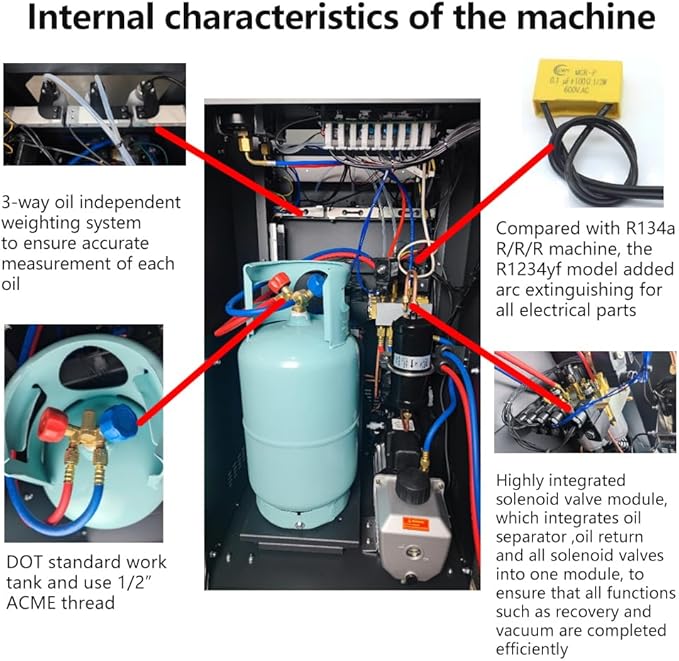 Máquina Automática Recuperación y Recarga Refrigerante AC2100, R134a y R1234yf miniatura 6