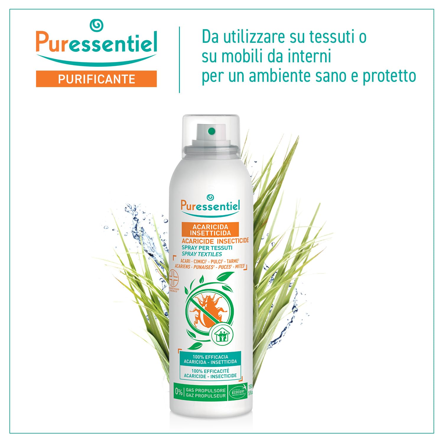 Puressentiel Spray per Tessuti Acaricida Insetticida Presidio Medico Chirurgico 150 ml